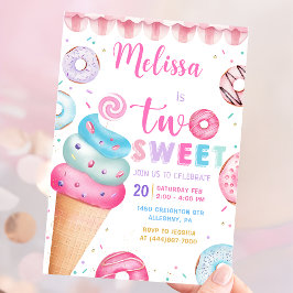 Donut Ice Cream Dos Dulces Invitación a Cumpleaños