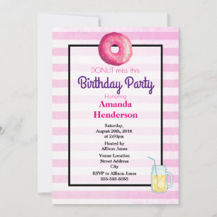 Donut Rosa Y Invitación De Aniversario De La Fantá