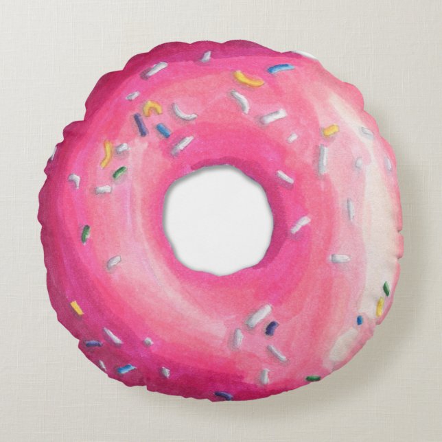 Donut rosado con almohada redonda rociada (Anverso)