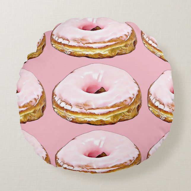 Donut rosado de fresa Rasplante Almohada (Anverso)