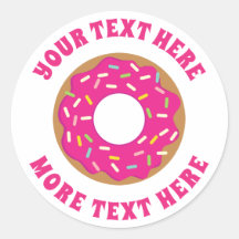 Donut rosado lindo pegatinas de fiesta de cumpleañ
