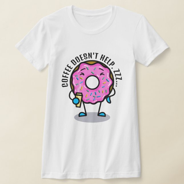Donut somnoliento con camiseta de café (Distribución)