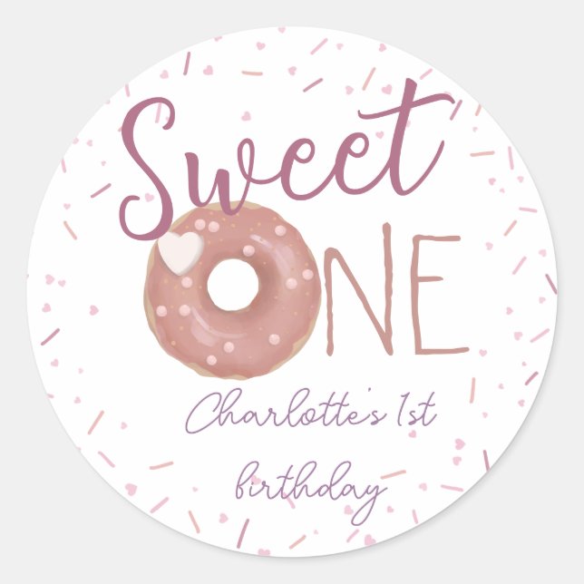 Donut Sweet One Birthday Pegatina (Anverso)
