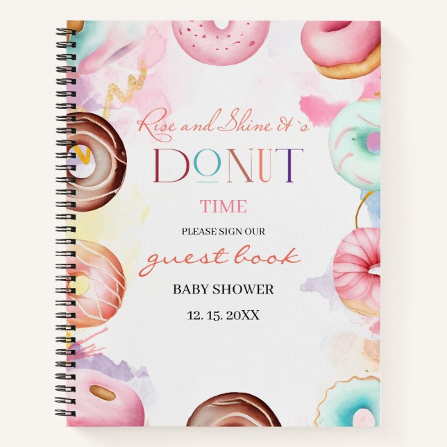 Donut Time Watercolor libro de invitados ducha beb (Anverso)