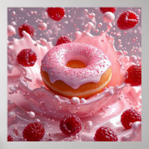 Donut Y Frambuesa Arte Comestible Para Decoración 