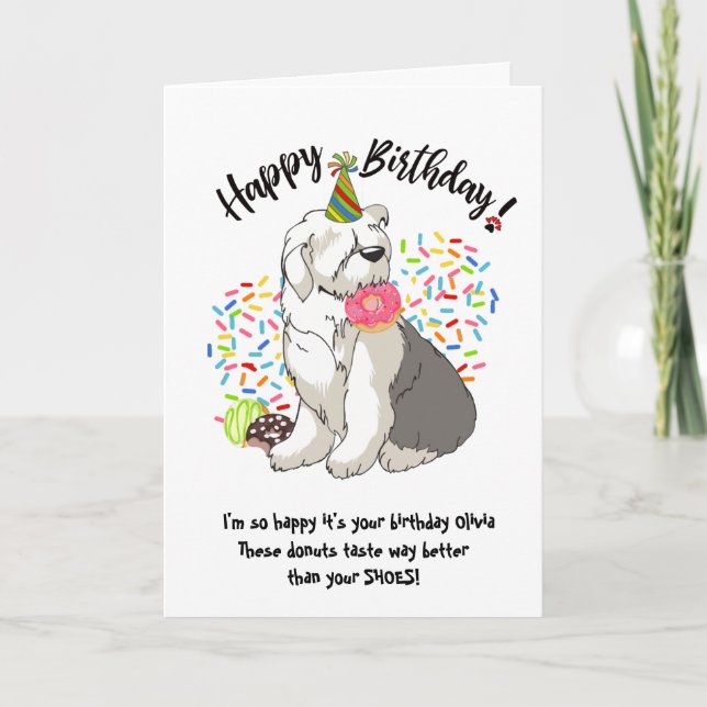 Donuts de la tarjeta de cumpleaños del perro pasto (Anverso)