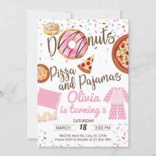 Donuts, pizzas y pijamas, invitación a dormir.