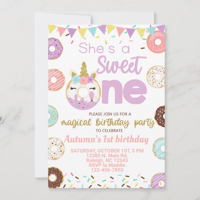 Donuts y la invitación de cumpleaños del chica uni (Anverso)