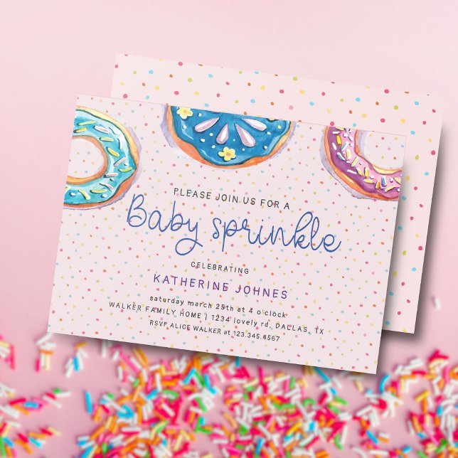 Donuts Y Sprinkles Invitación De Baby Shower Rosa (Subido por el creador)