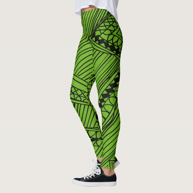 Doodle 1A Black Deep Green Leggings (Izquierda)