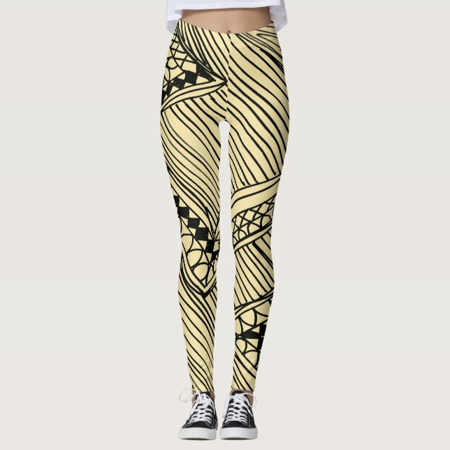 Doodle 1A Black Ivory Leggings (Anverso)