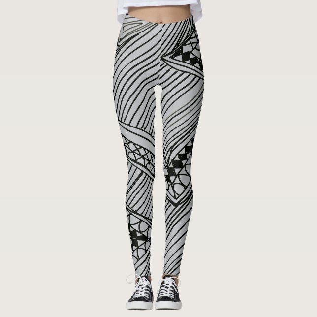 Doodle 1A Black Light Gray Leggings (Anverso)