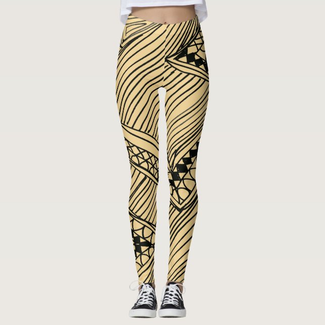 Doodle 1A Black Warn Beige Leggings (Anverso)