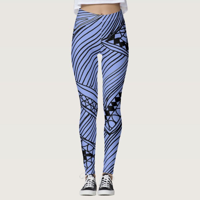 Doodle 1A Blue Light Gray Leggings (Anverso)