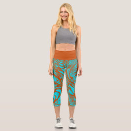 Doodle 1E Aqua Pumpkin 1 Capri Leggings