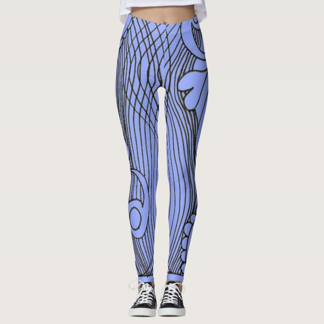 Doodle 1E Black Light Blue Leggings (Anverso)