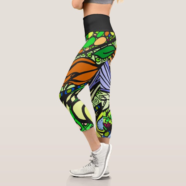 Doodle 1E Green 1 Capri Leggings (Izquierda)