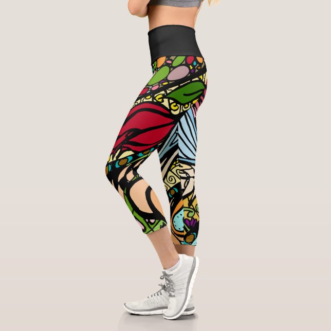 Doodle 1E Red 1 Capri Leggings (Izquierda)