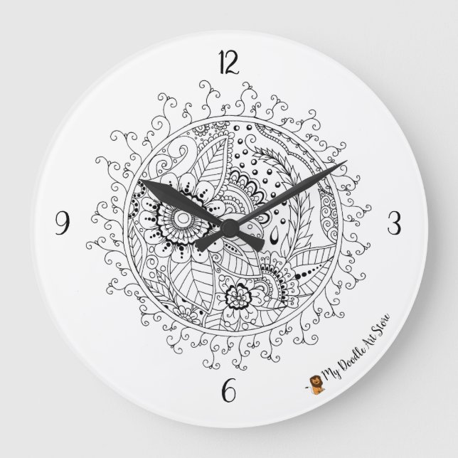 Doodle art reloj de pared redonda (Anverso)