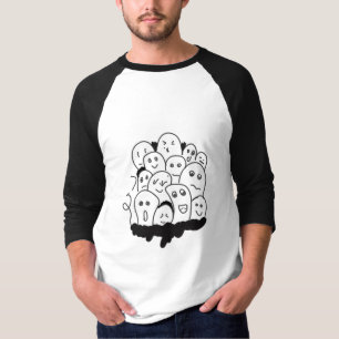 Doodle básico de camiseta Raglan de 3/4 de manga