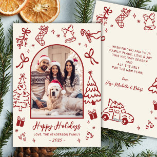 Doodle de Arco Dibujado a Mano Rojo Foto Navidad F