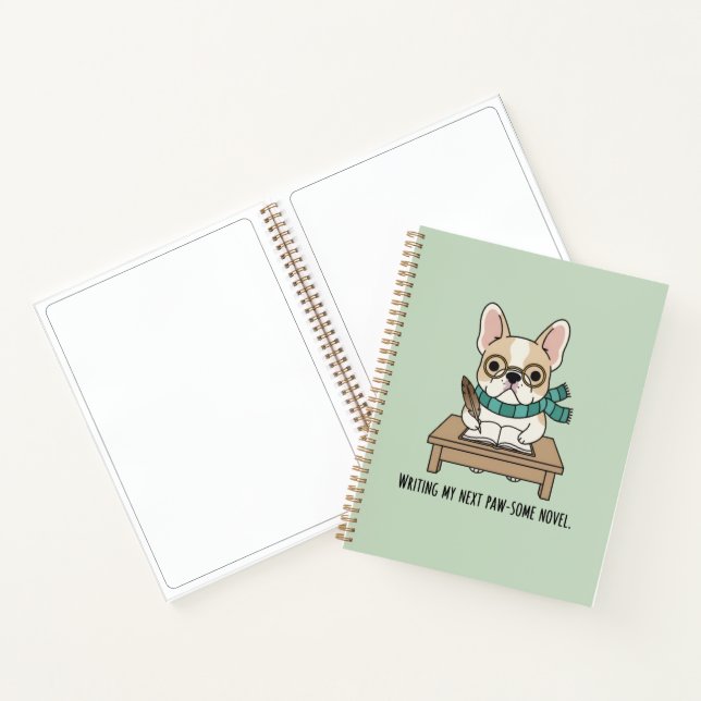 Doodle de autor de cachorro francés en cuaderno de (Interior)