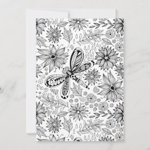 Doodle de libélula y flores