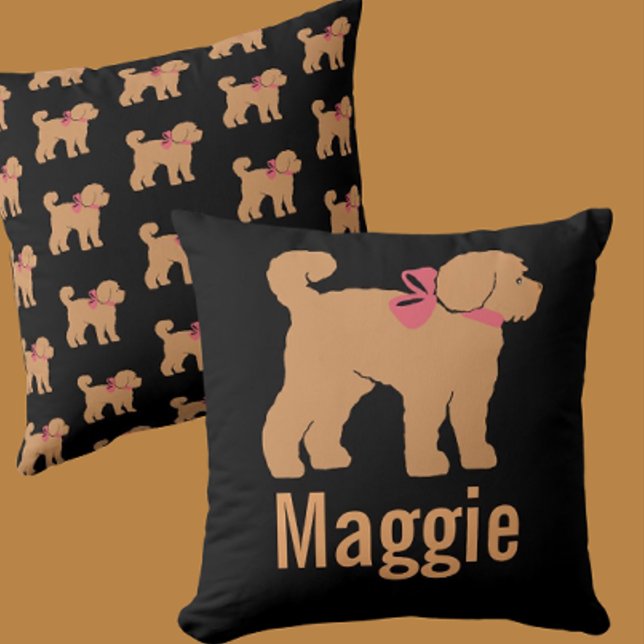 Doodle de Tan personalizado sobre almohada negra (Personalize it!)