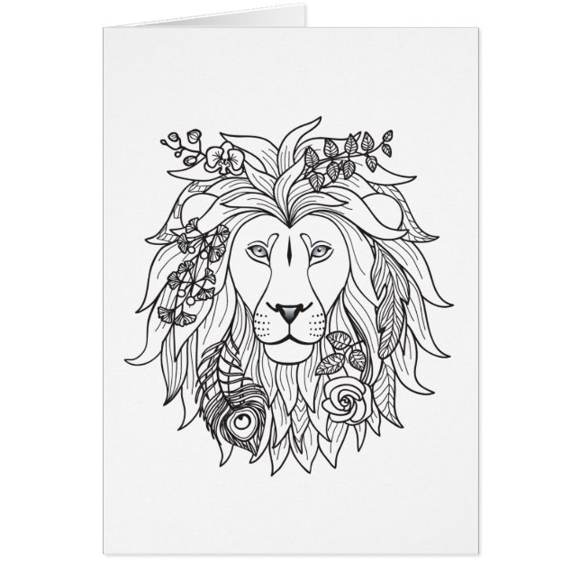 Doodle del león y de las flores (Frente)