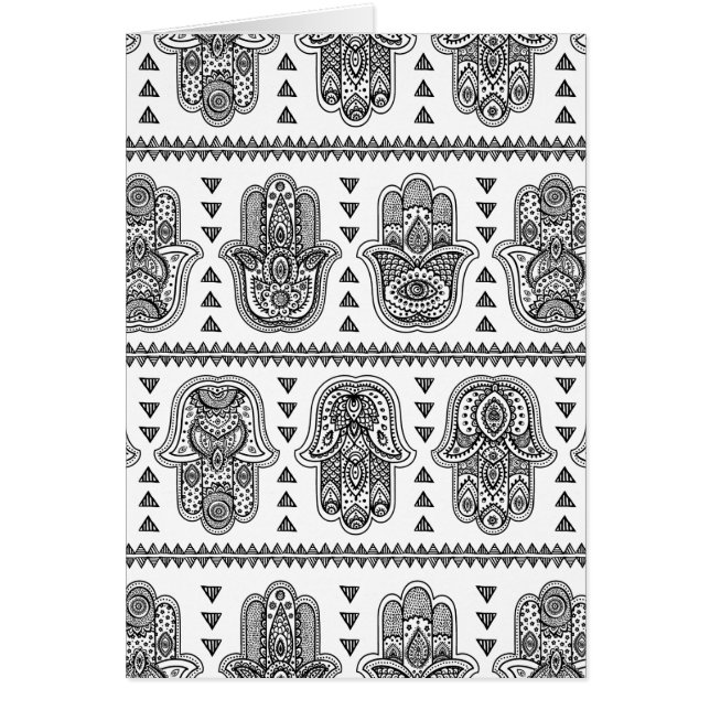 Doodle dibujado mano india de Hamsa (Frente)