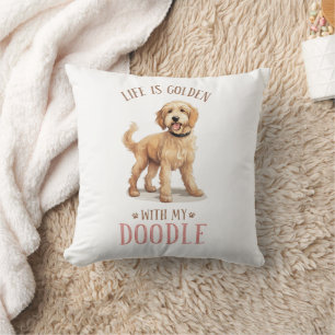 Doodle dorado Perro lindo Cojín decorativo