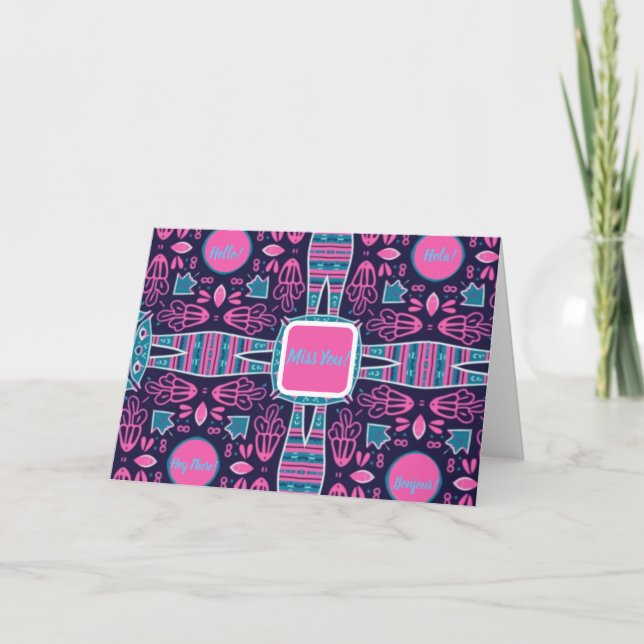 Doodle Electric Geometrics Te Extrañas La Tarjeta (Anverso)