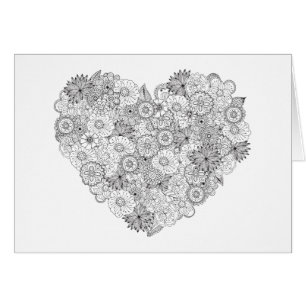 Doodle floral del corazón