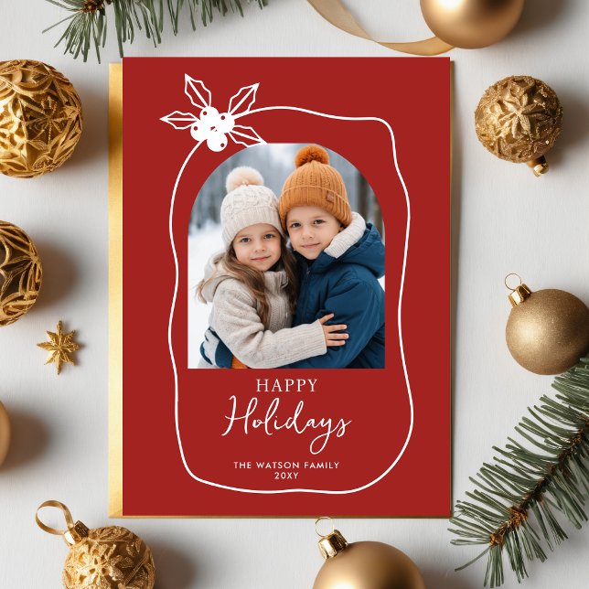 Doodle Garabato Navidad 4 Foto Dibujada a Mano  (Doodle Scribble Christmas 4 Photo Hand Drawn Holiday Card)