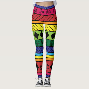 Doodle geométrico tribal colorido legging