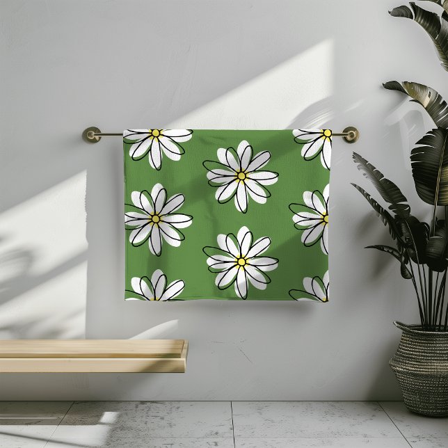 Doodle Moderno Daisy Green Baño Decoración (Subido por el creador)