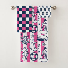 Doodle Náuticos – Raya Costera Rosa Fucsia y Azul
