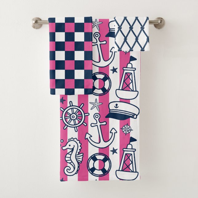 Doodle Náuticos – Raya Costera Rosa Fucsia y Azul  (In situ)