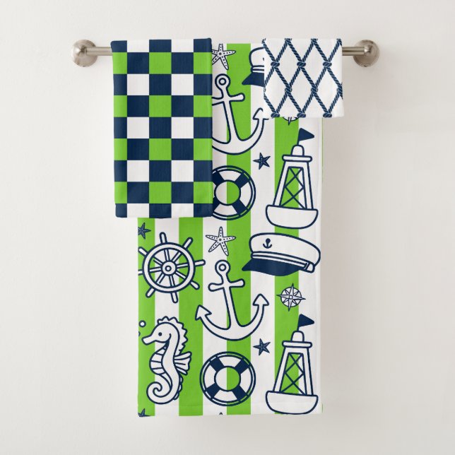 Doodle Náuticos – Raya Costera Verde Lima y Azul M (In situ)