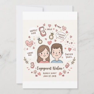 Doodle of Love: Anuncio de compromiso personalizad