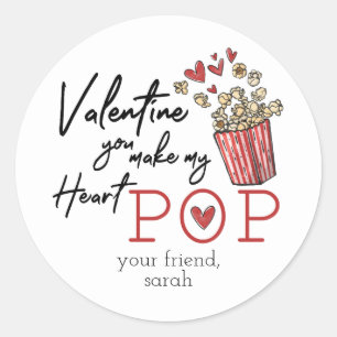 Doodle Popcorn Valentine Pegatina
