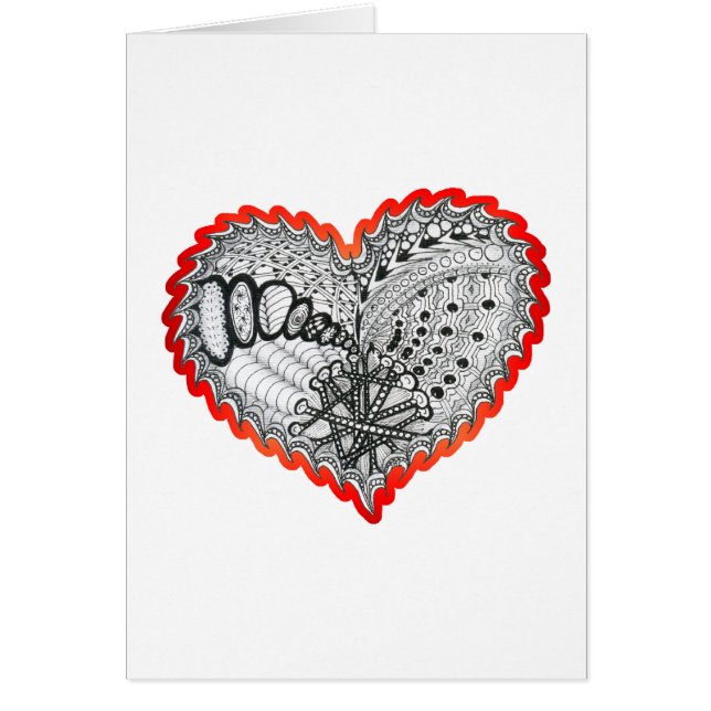 Doodle rojo de fuego cardíaco (Frente)