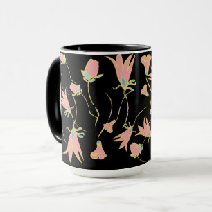 doodle tazas de café con flores