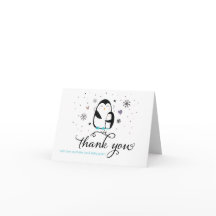 Doodle Winter Penguin Baby Shower Gracias Tarjeta