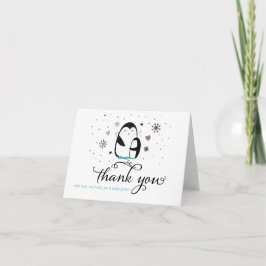 Doodle Winter Penguin Baby Shower Gracias Tarjeta