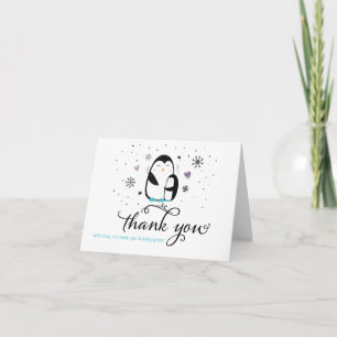 Doodle Winter Penguin Baby Shower Gracias Tarjeta