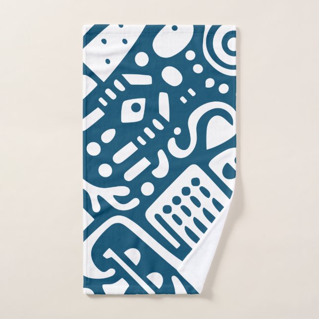 Doodles azules y blancos 1 de 4 (Toalla de mano)