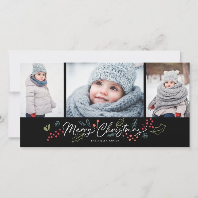 Doodles coloridos Feliz Navidad 3 Foto Negro (Anverso)