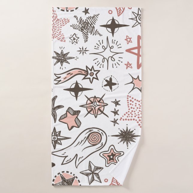 Doodles cósmicos: estrellas y cometas (Toalla de baño)