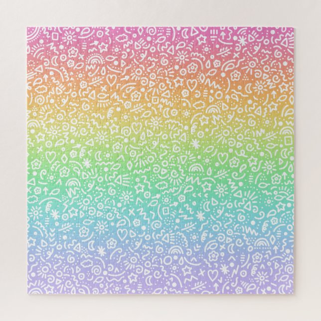 Doodles de gradiente arco iris rompecabezas rompec (Vertical)